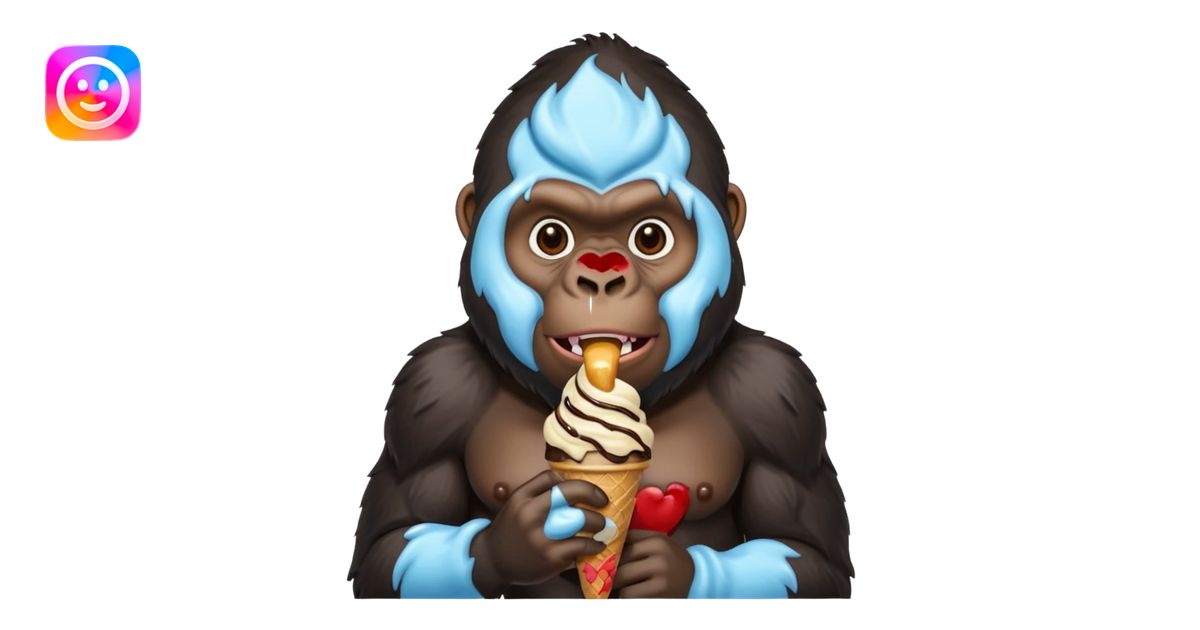 Gorilla eating ice cream emoji | AI Emoji Generator