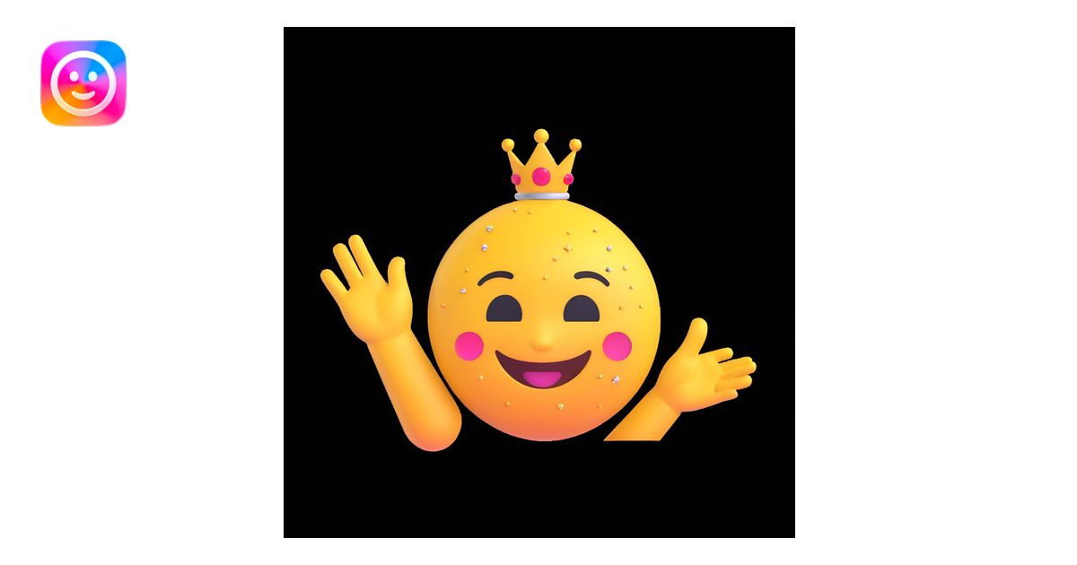 polished 3D emoji style illustration with smiling emoji face, sparkles ...