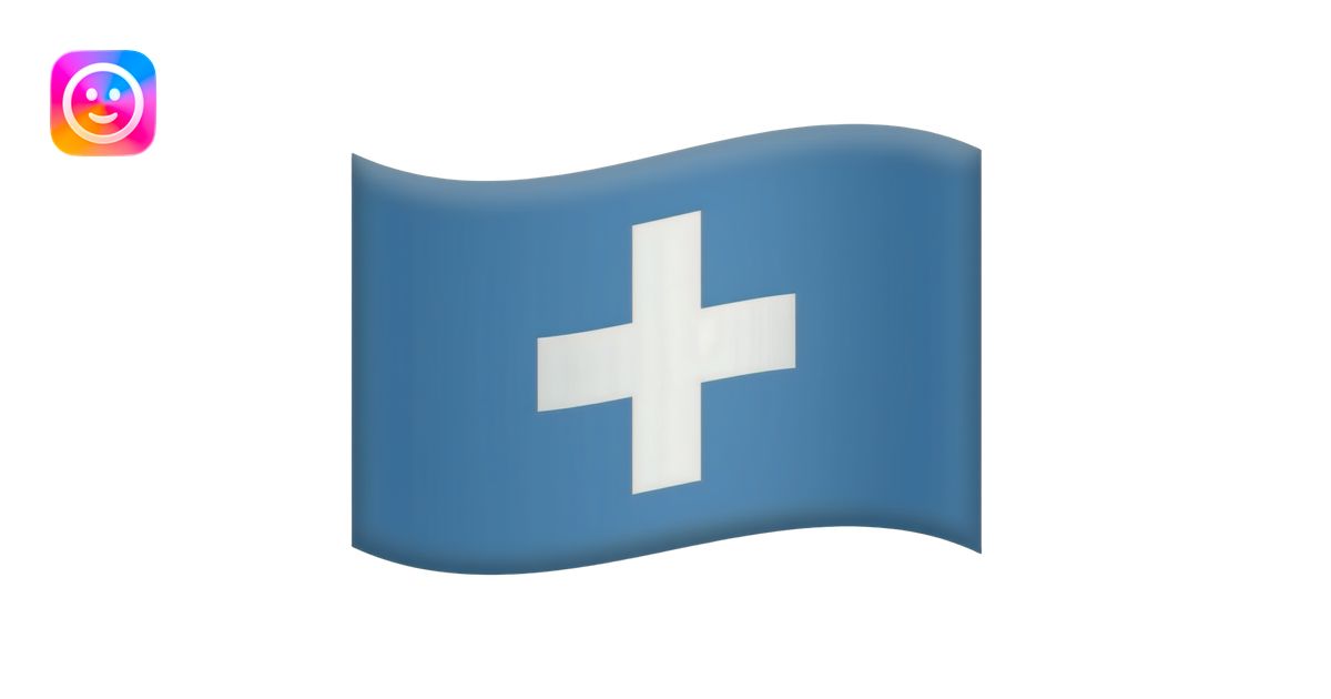 Flag emoji. The flag has a blue background (azure) and there is a white ...