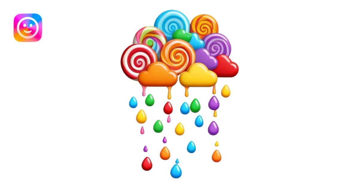 candy rain falling from clouds, colorful candies emoji | AI Emoji Generator