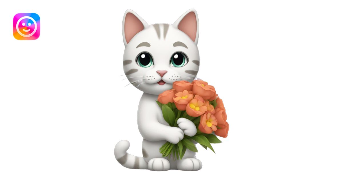 cat holding flowers emoji | AI Emoji Generator