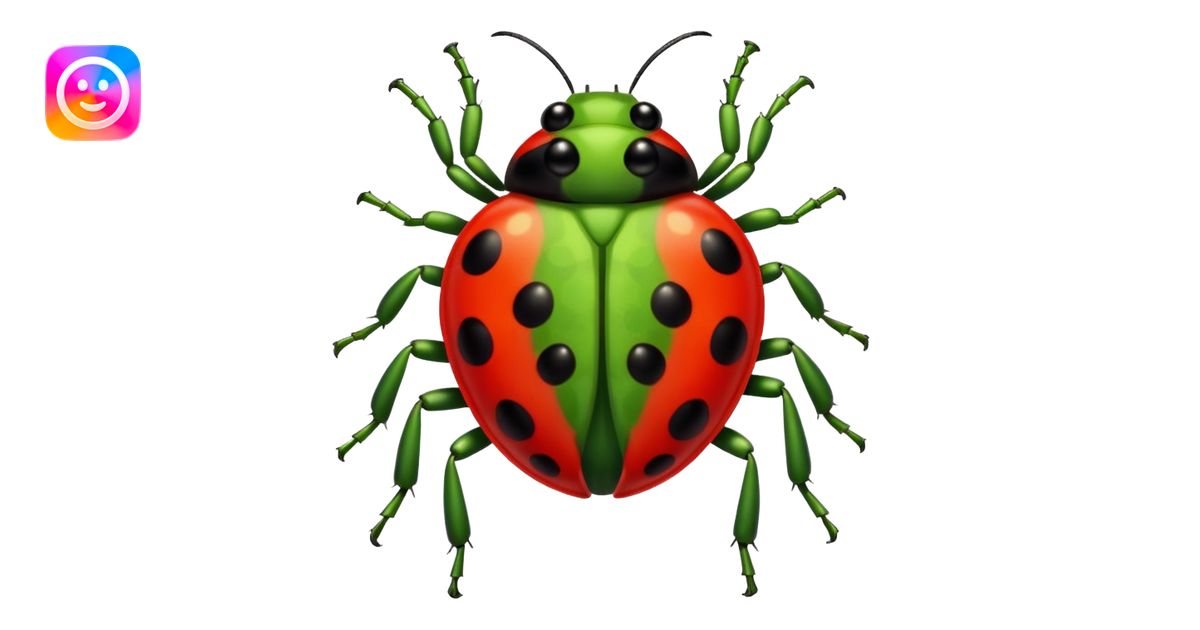cute GREEN lady bug, 4 LEGS emoji | AI Emoji Generator