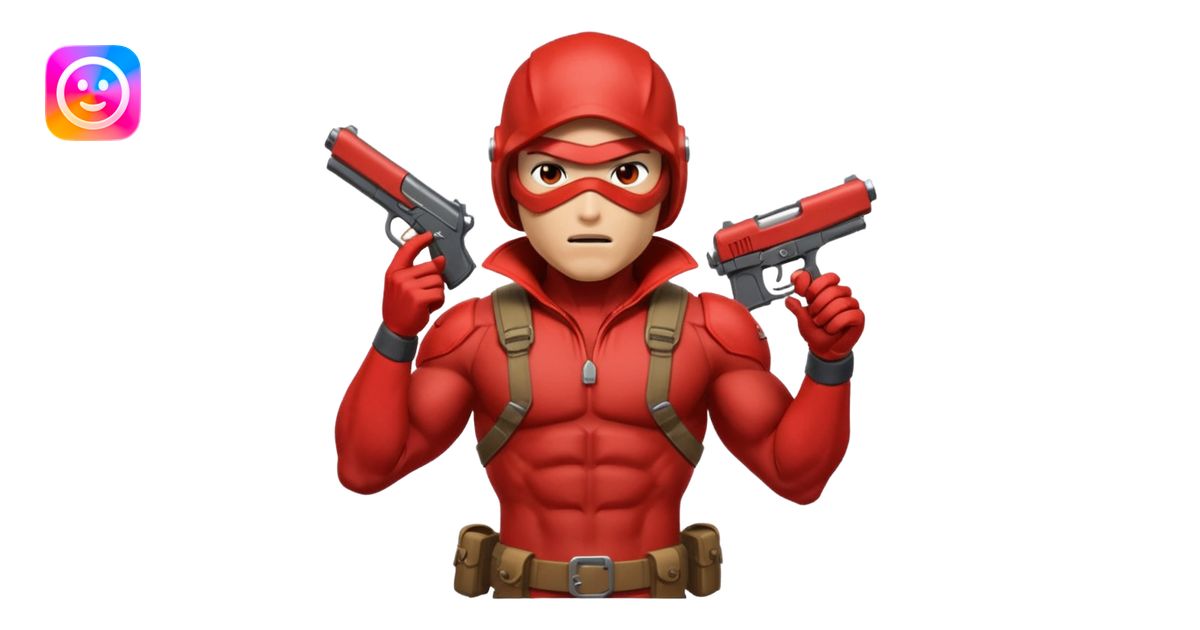 redhood with helmet and visor and pistol emoji | AI Emoji Generator