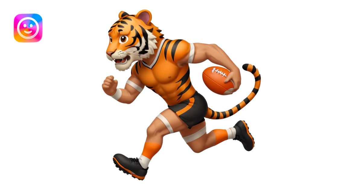 A tiger playing rugby emoji | AI Emoji Generator
