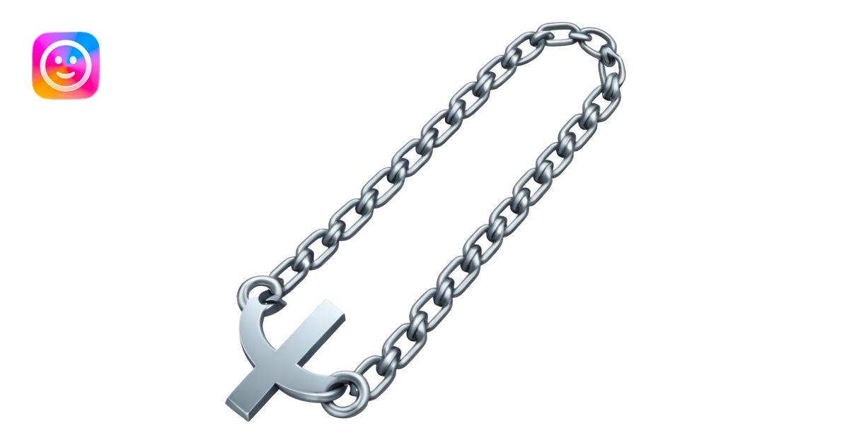 A modern cartoon-style emoji of a broken chain forming a simple ...