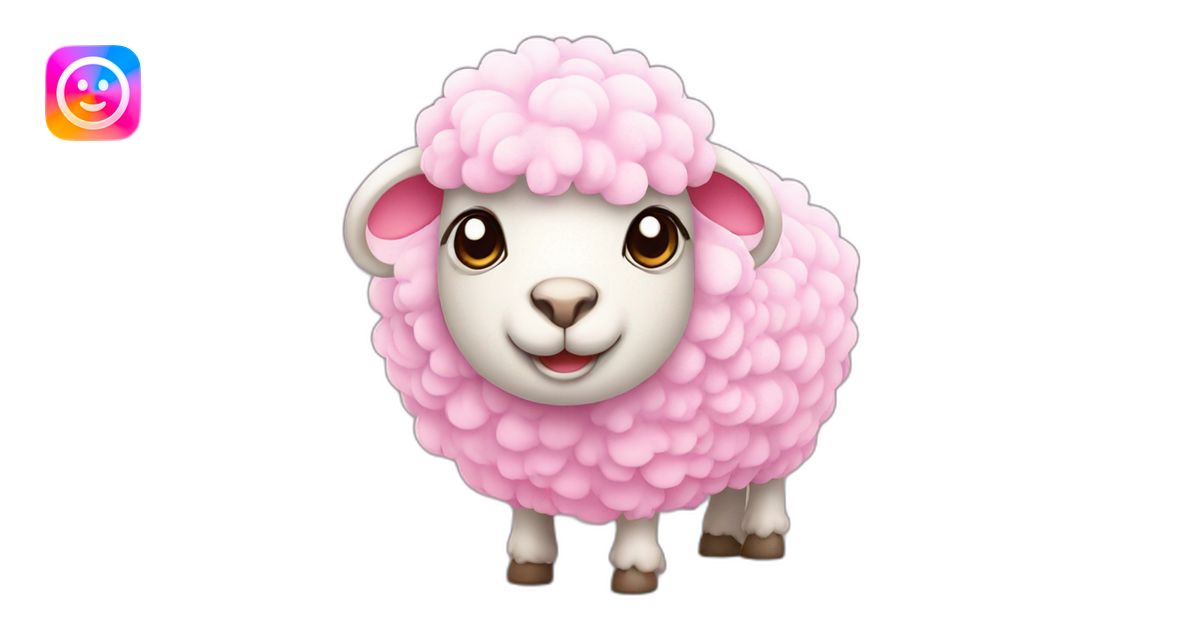 Cute sheep with pink hairs emoji | AI Emoji Generator