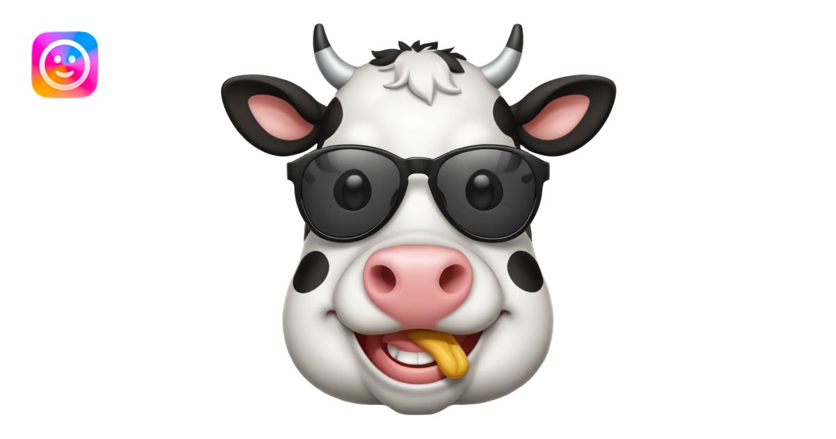 make a cow emoji wear sunglasses emoji | AI Emoji Generator