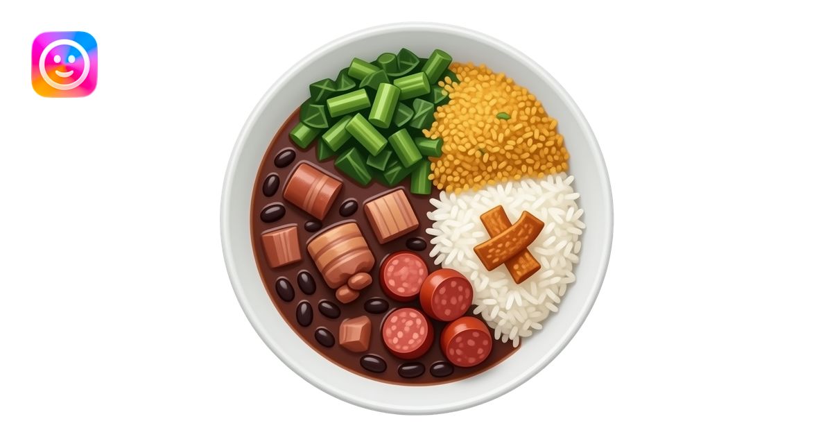 iOS emoji, Brazilian feijoada: black bean stew with pork and chopped ...