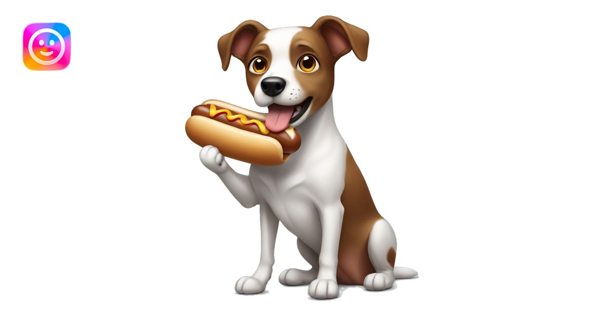 A dog eats hot dog emoji | AI Emoji Generator