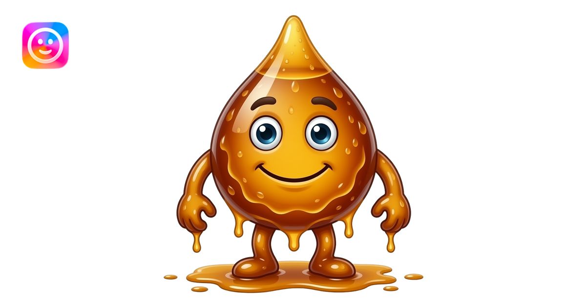 A full-body character shaped like a giant, sentient teardrop of thick ...