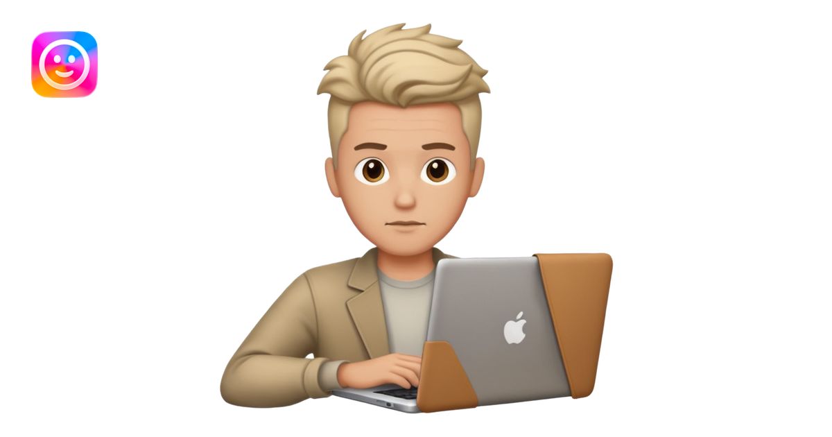 man with laptop, different hair style. emoji | AI Emoji Generator