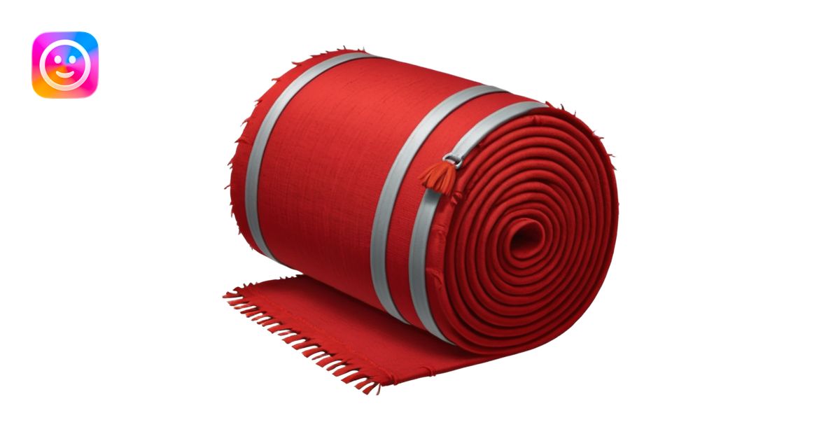 A full red rug, rolled up, once emoji | AI Emoji Generator