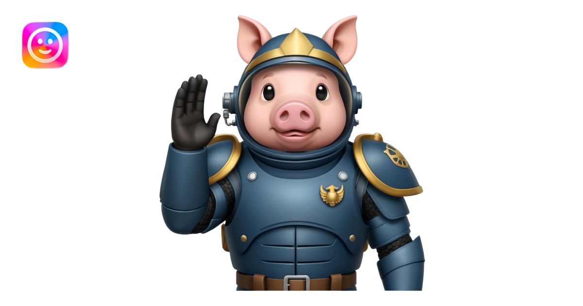 pig as a Helldiver, saluting, armored suit, sci-fi details emoji | AI ...