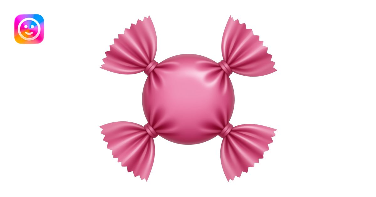 Pink wrapped candy with twisted ends. Classic emoji, subtle shading ...