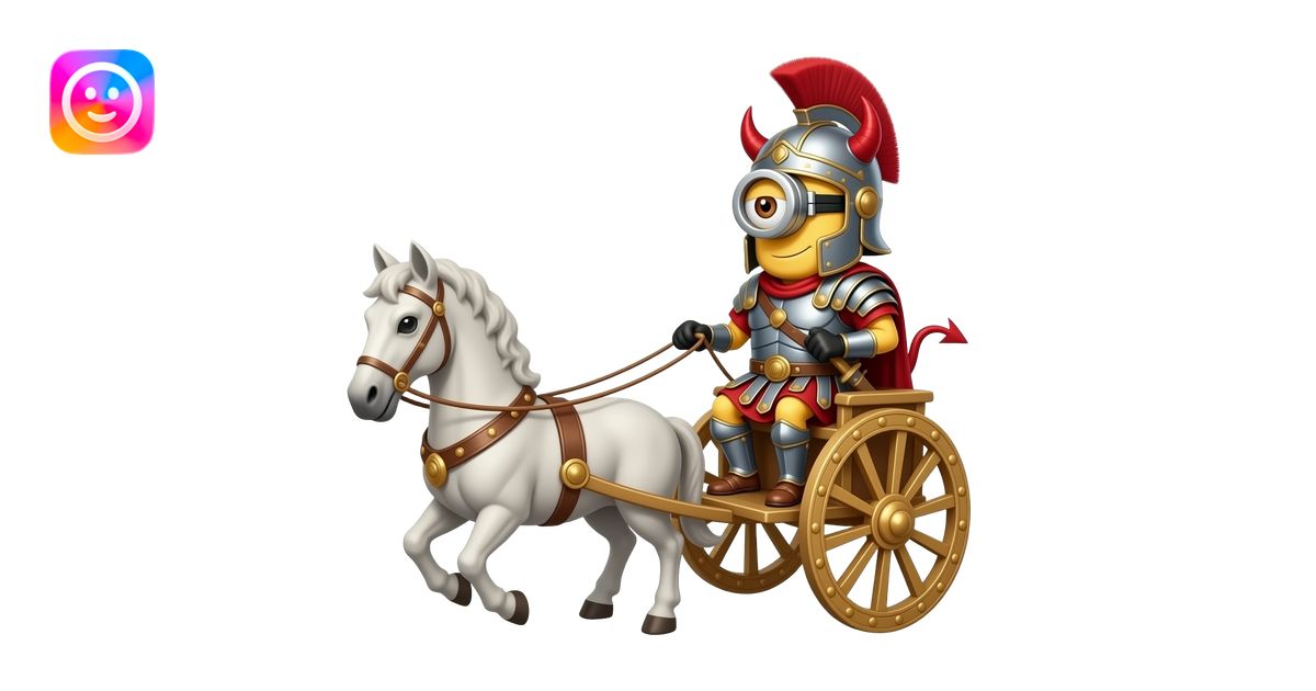 minion devil in roman armor on a roman chariot emoji | AI Emoji Generator