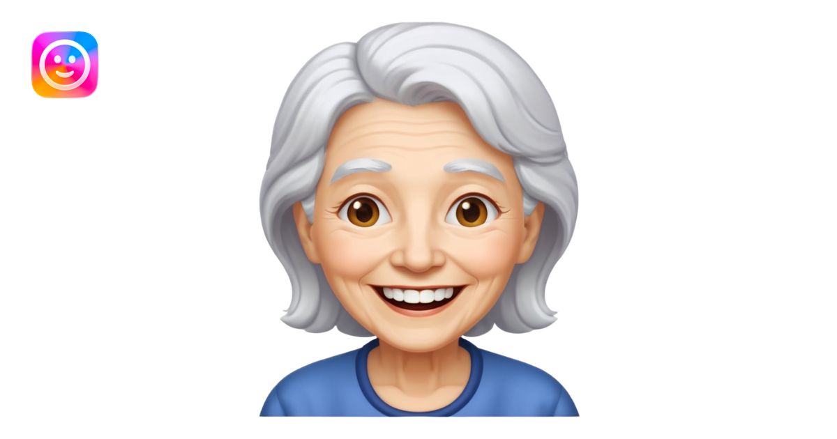 grandma with a big smile emoji AI Emoji Generator