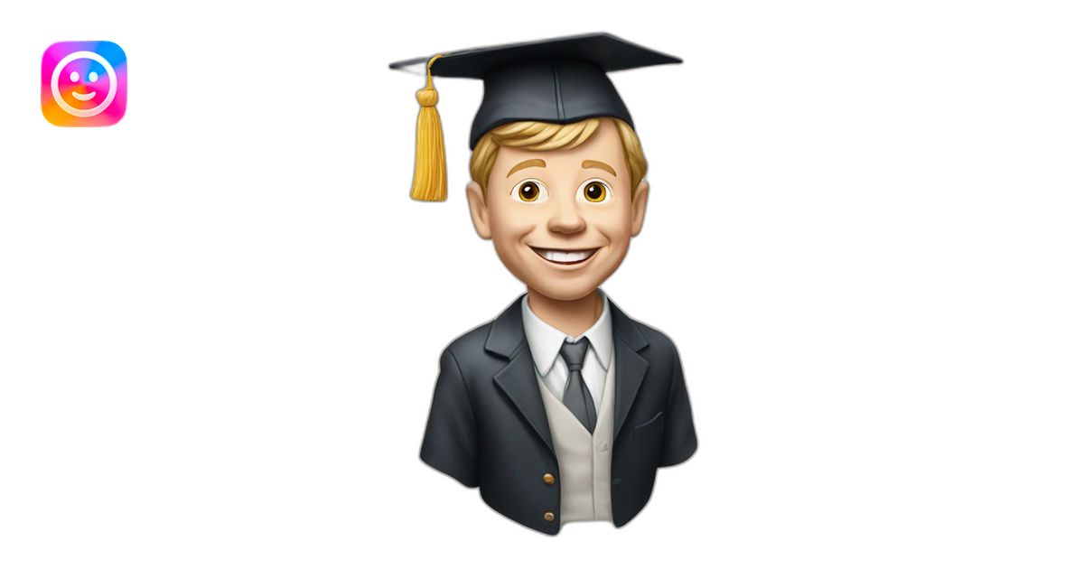 Alfred Neuman with a college graduate hat emoji | AI Emoji Generator