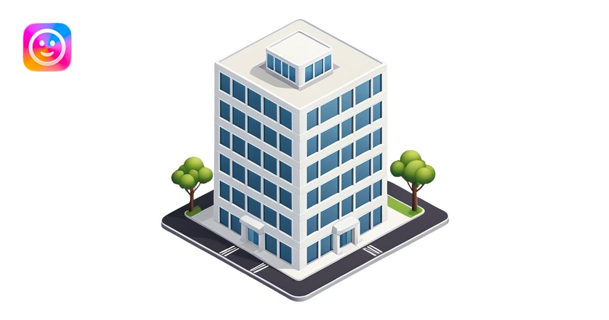 Minimalist white corporate building, isometric exterior emoji | AI ...