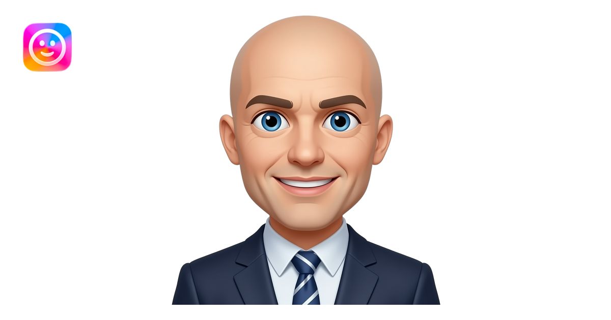 totally bald person with blue eyes and a suit and tie with really funny ...