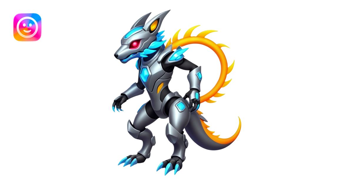 modern colorful neon-colored Fakémon-Protogen-creature (full body ...
