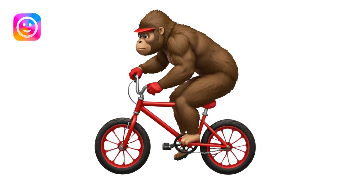 Gorilla wheeling a red BMX bike emoji | AI Emoji Generator