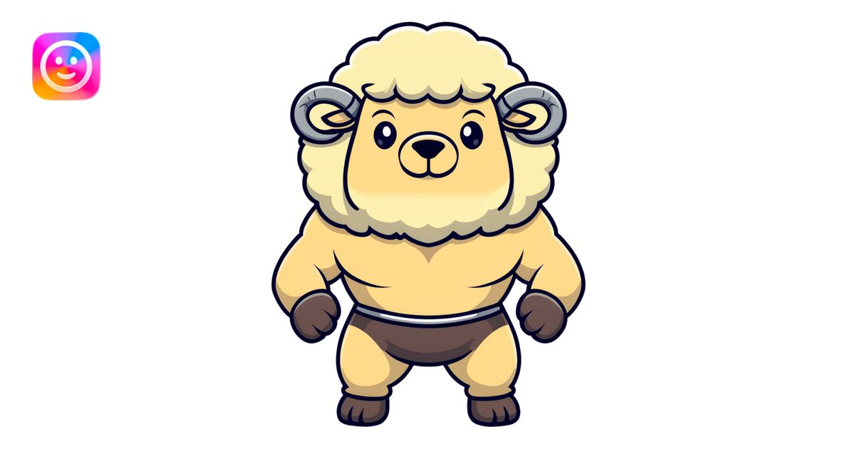 buff sheep, bodybuilder pose, fluffy wool, bold stance image | AI Emoji ...