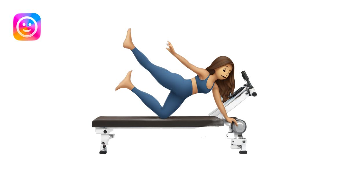 a woman with brown long hair making pilates exercises on a machine ...