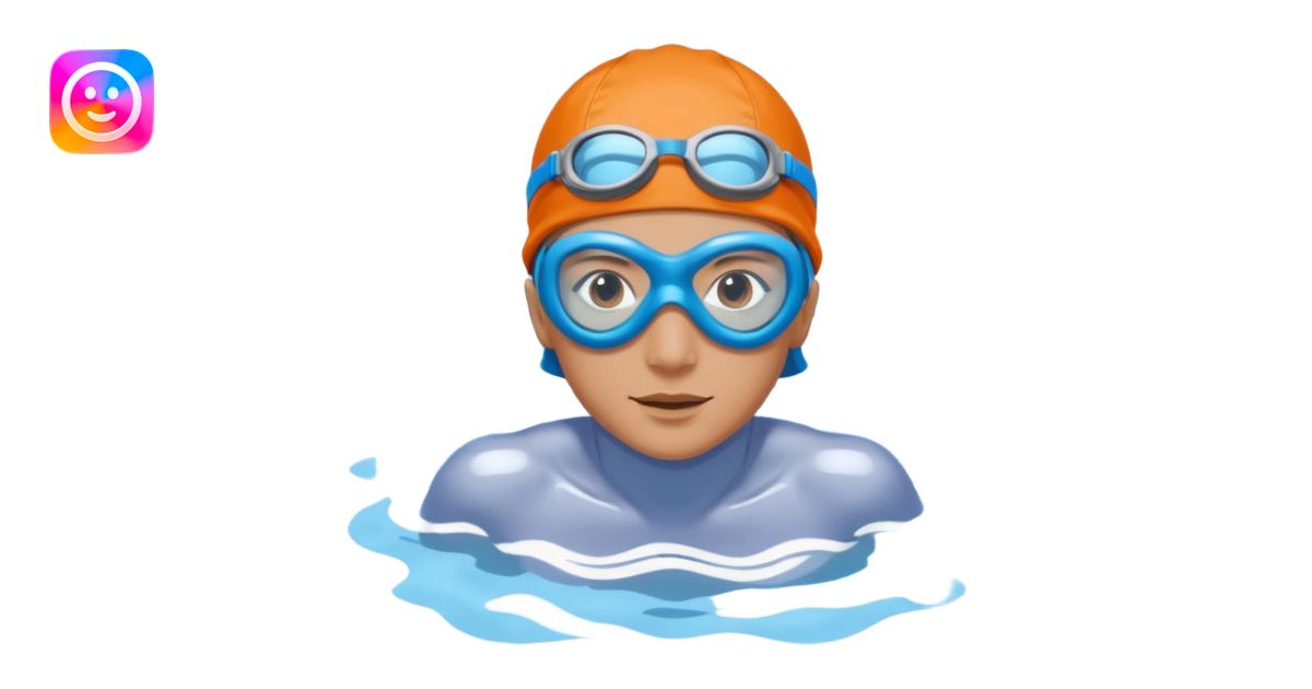 person swimming laps in pool zoomed out showing lap swiming emoji | AI ...