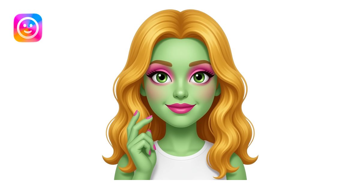 A spring green Squid who Wear pink Eye makeup And magenta Lips and ...