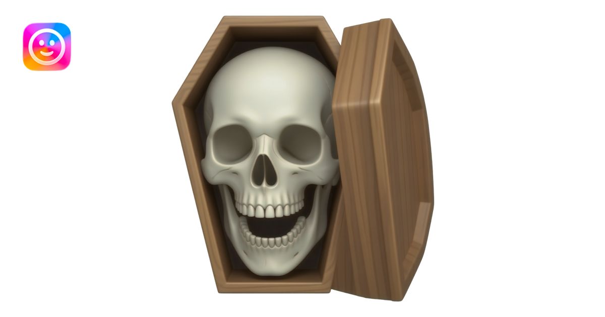 Ataúd con una calavera sonriente adentro emoji | AI Emoji Generator