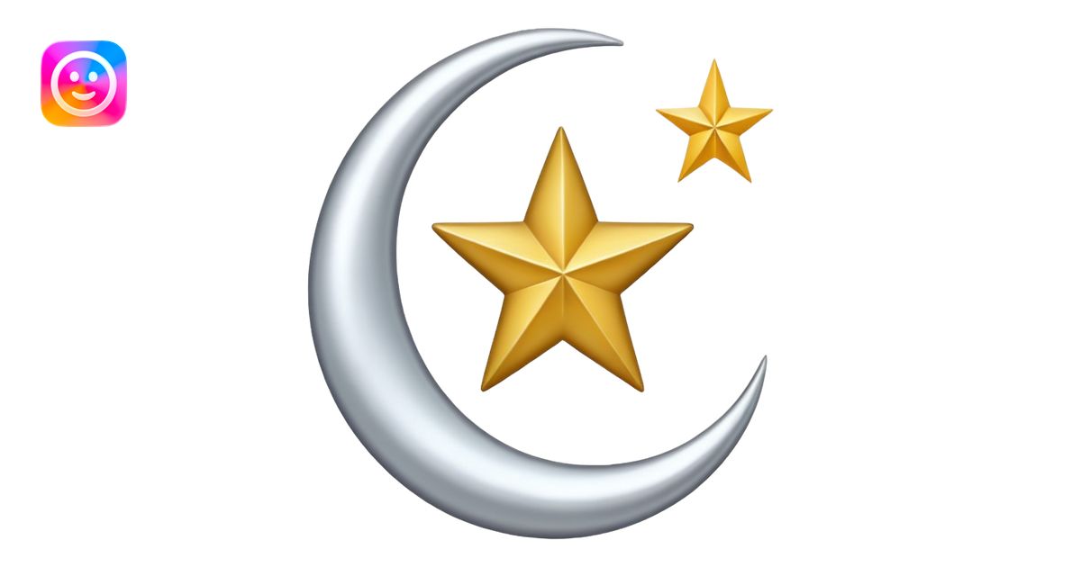 Star and Crescent emoji with black backgroun and no face but the start ...