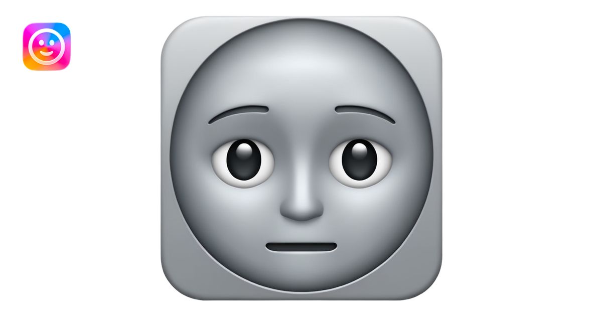 minimalist illustration of a neutral gray emoji face, pixelated and ...