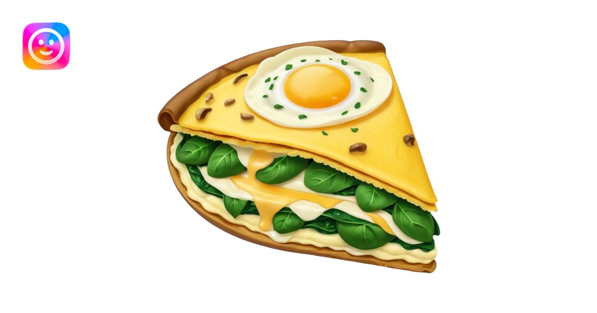 Egg Omelet with Spinach and Mushrooms emoji | AI Emoji Generator