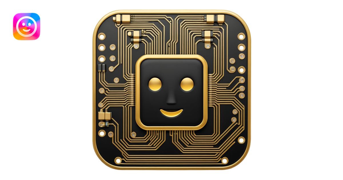 I want a black and gold pcb emoji, representing a circuit board emoji ...