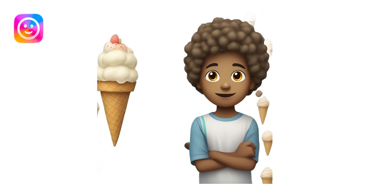 Light skin color fat boy nine years old with a small Afro eating ice ...