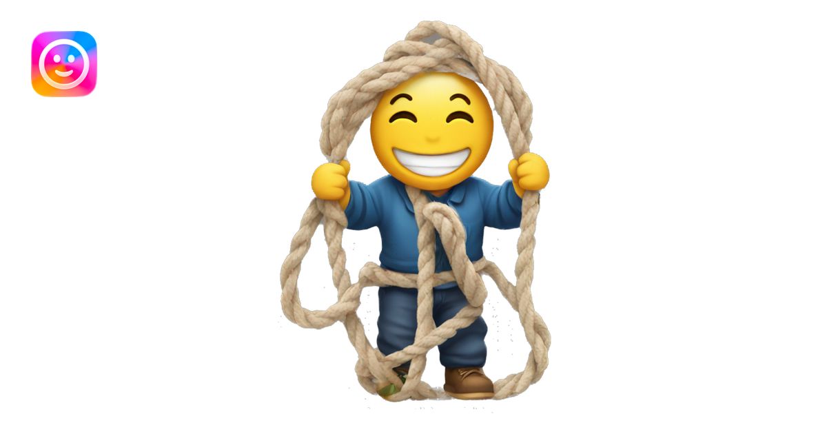 Emoji smiling holding rope emoji | AI Emoji Generator