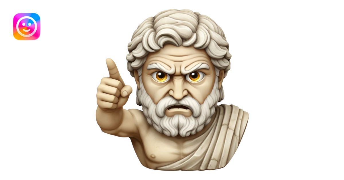 Create a greek statue point at the front with angry fave emoji | AI ...