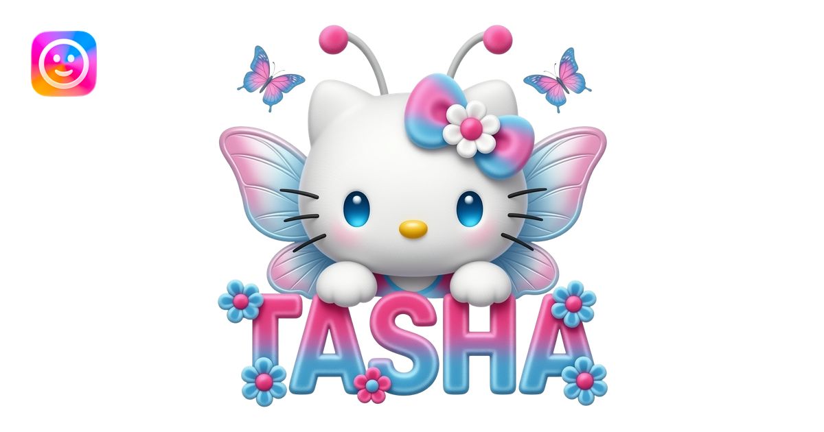 White velvety fur 3D hello kitty head, blue eyes, pink white blue ombre ...