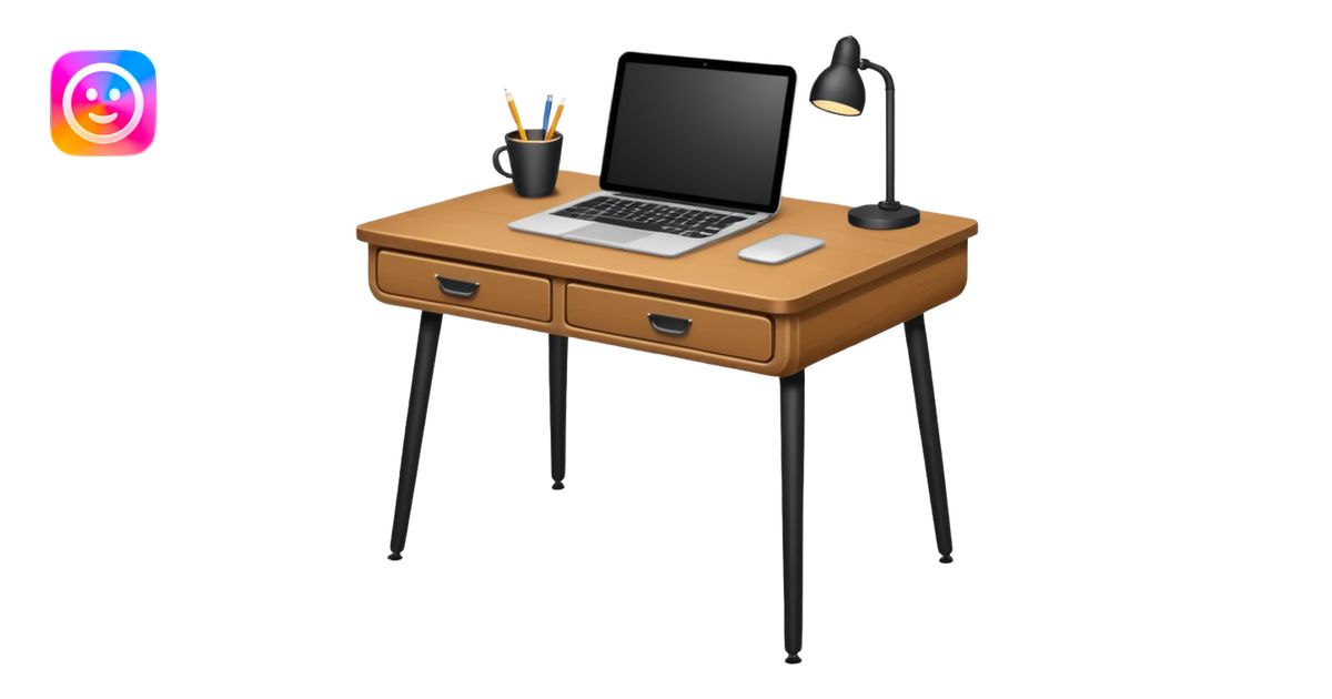 a desk table with 4 black metal legs emoji | AI Emoji Generator