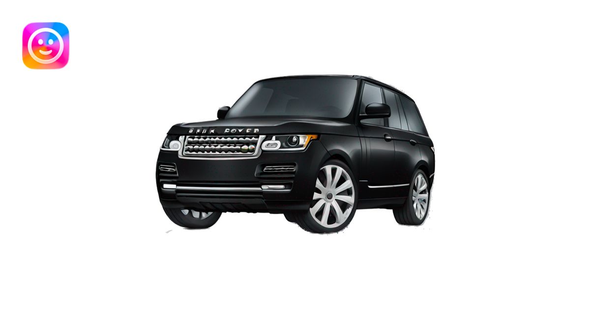 Black Range Rover with shinny wheels cartoon emoji | AI Emoji Generator