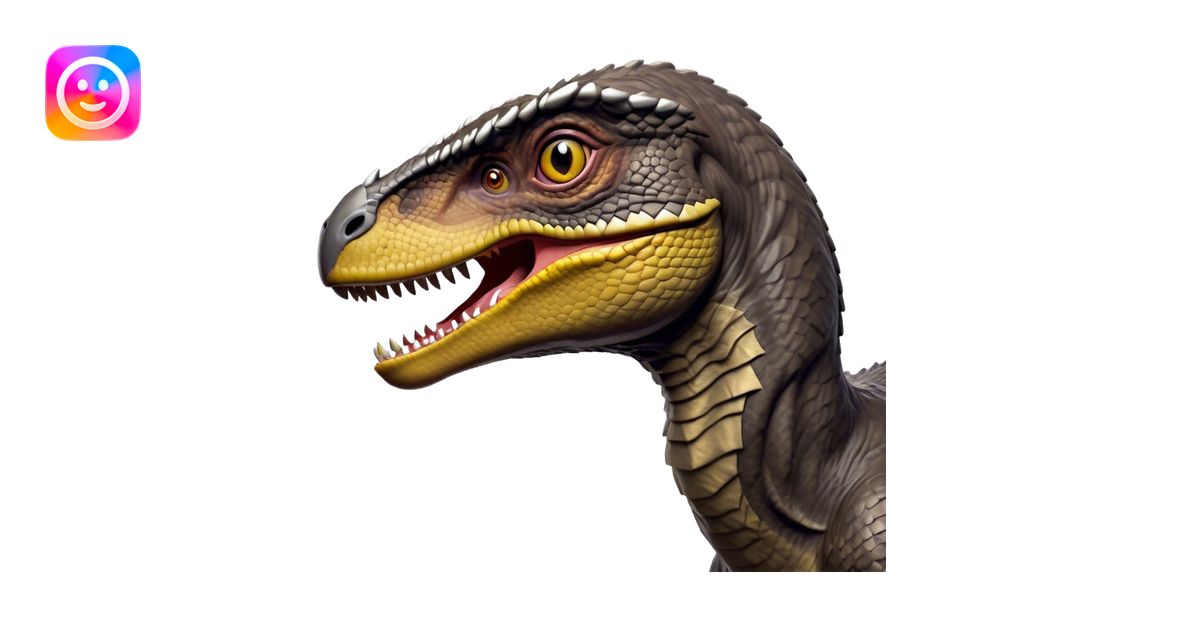 Cinematic Noble Jurassic Velociraptor Portrait Emoji, Poised and ...