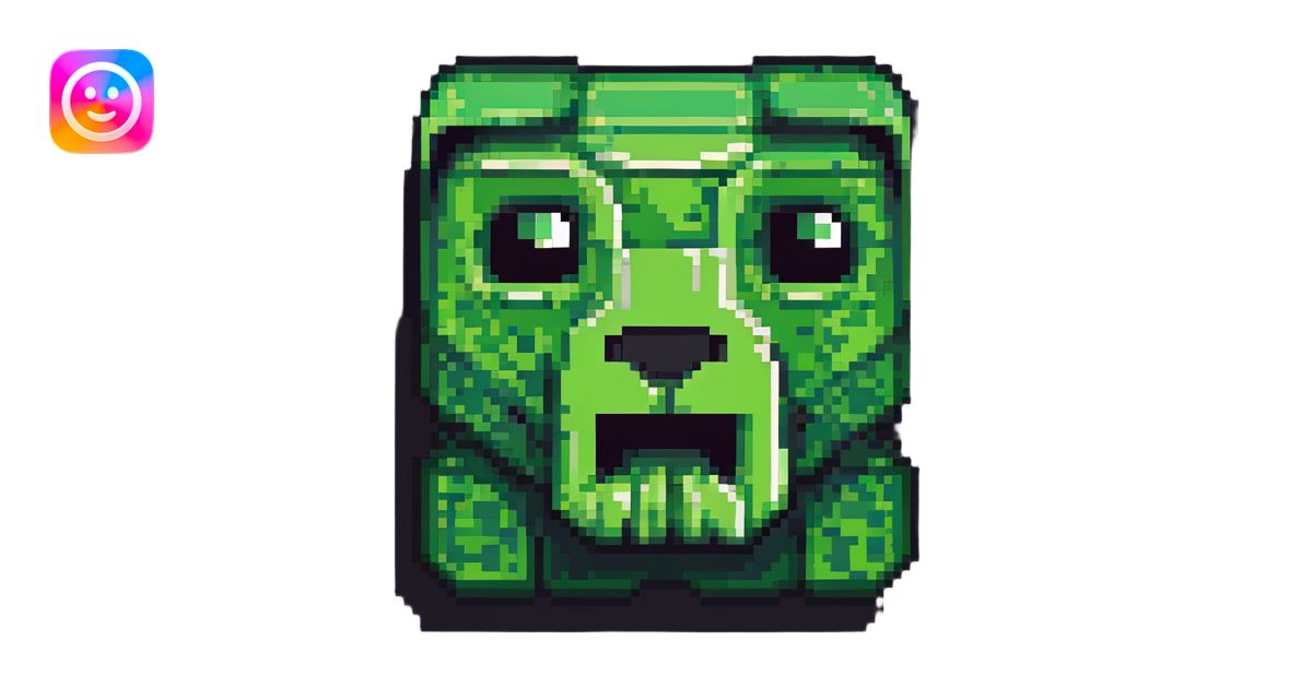 blocky minimal square pixel art Minecraft creeper face, very simple ...
