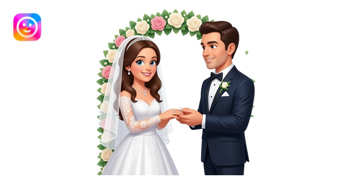 Wedding (Wife and Husband- White couple). emoji | AI Emoji Generator