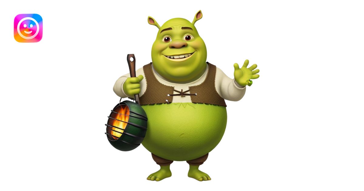 Shrek with a big egg emoji | AI Emoji Generator