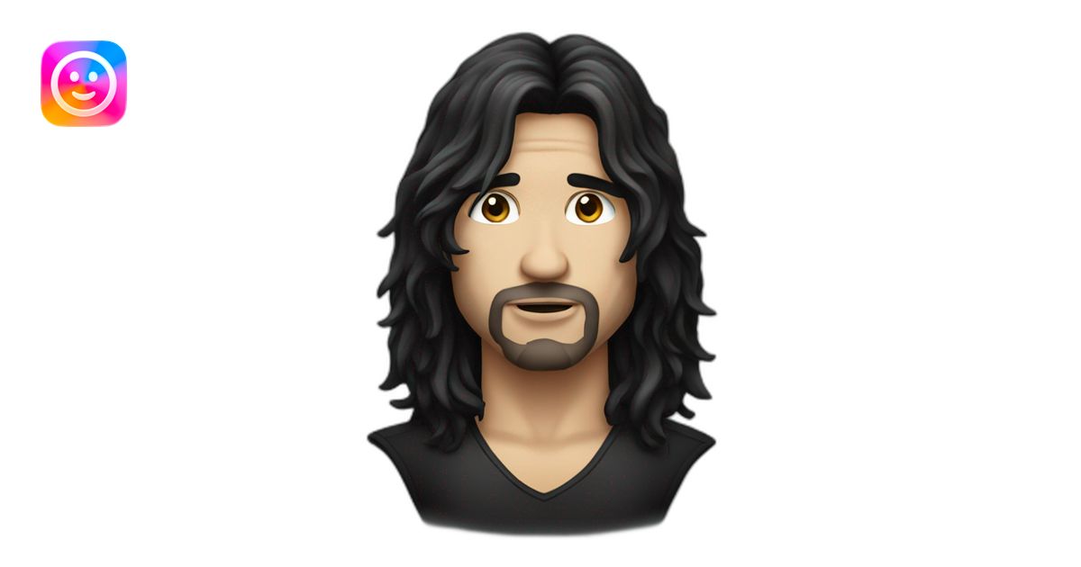 long dark haired rocker guy emoji | AI Emoji Generator