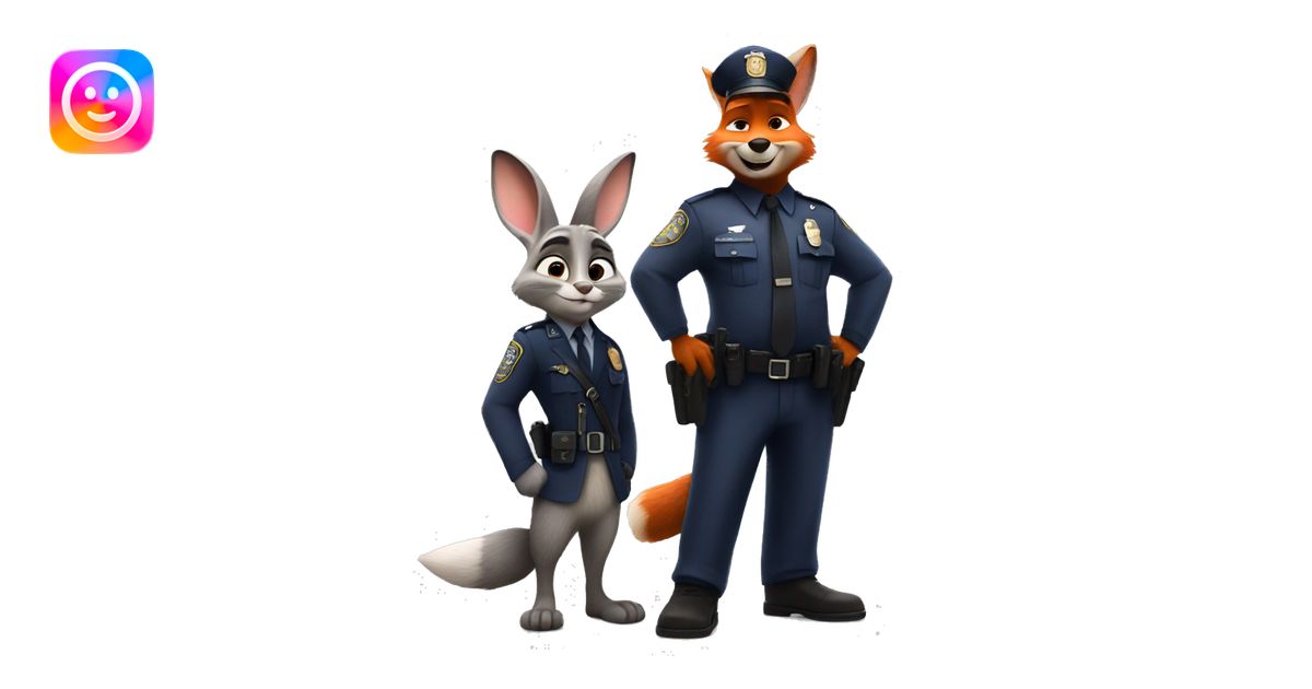 Zootopia cop rabbit and fox emoji | AI Emoji Generator