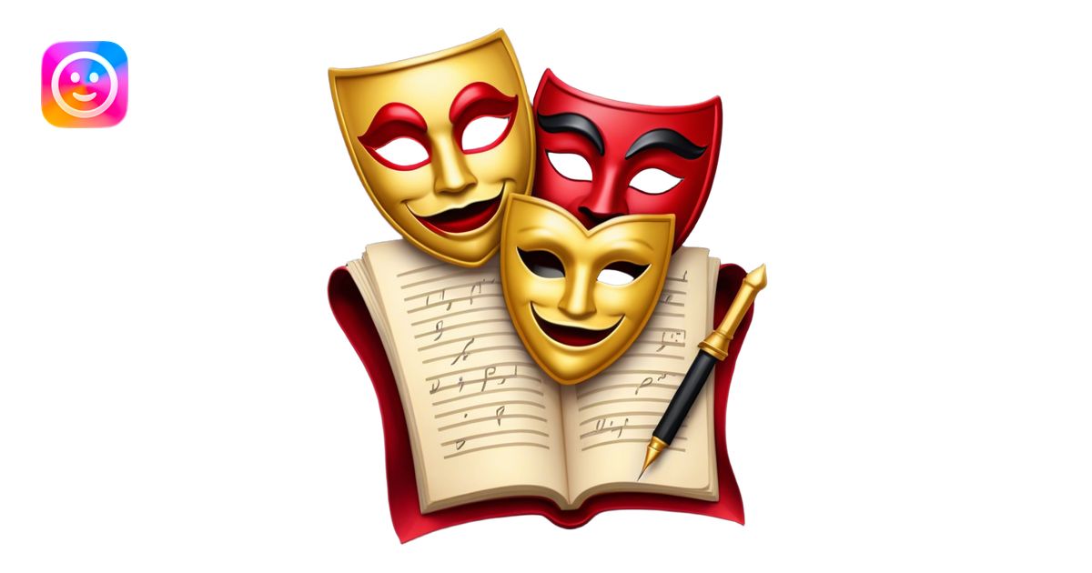 Create a bold and dramatic emoji representing the art of playwriting ...