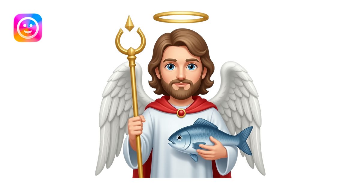 St. Raphael the Archangel holding a staff and a fish emoji | AI Emoji ...