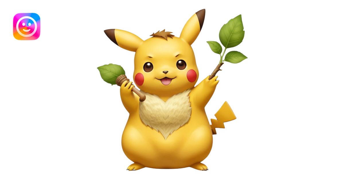Cute happy Pikachu sipping from gourd Yerba mate from Argentina in hanD ...