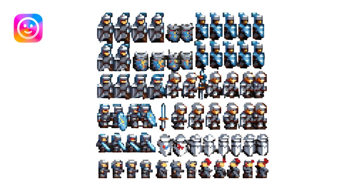 pixel art sprite sheet of a knight walking animation frames 8-bit NES ...